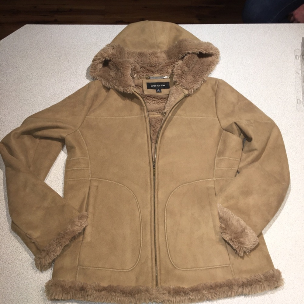 Beautiful soft Faux fir & Suede Jacket with hood